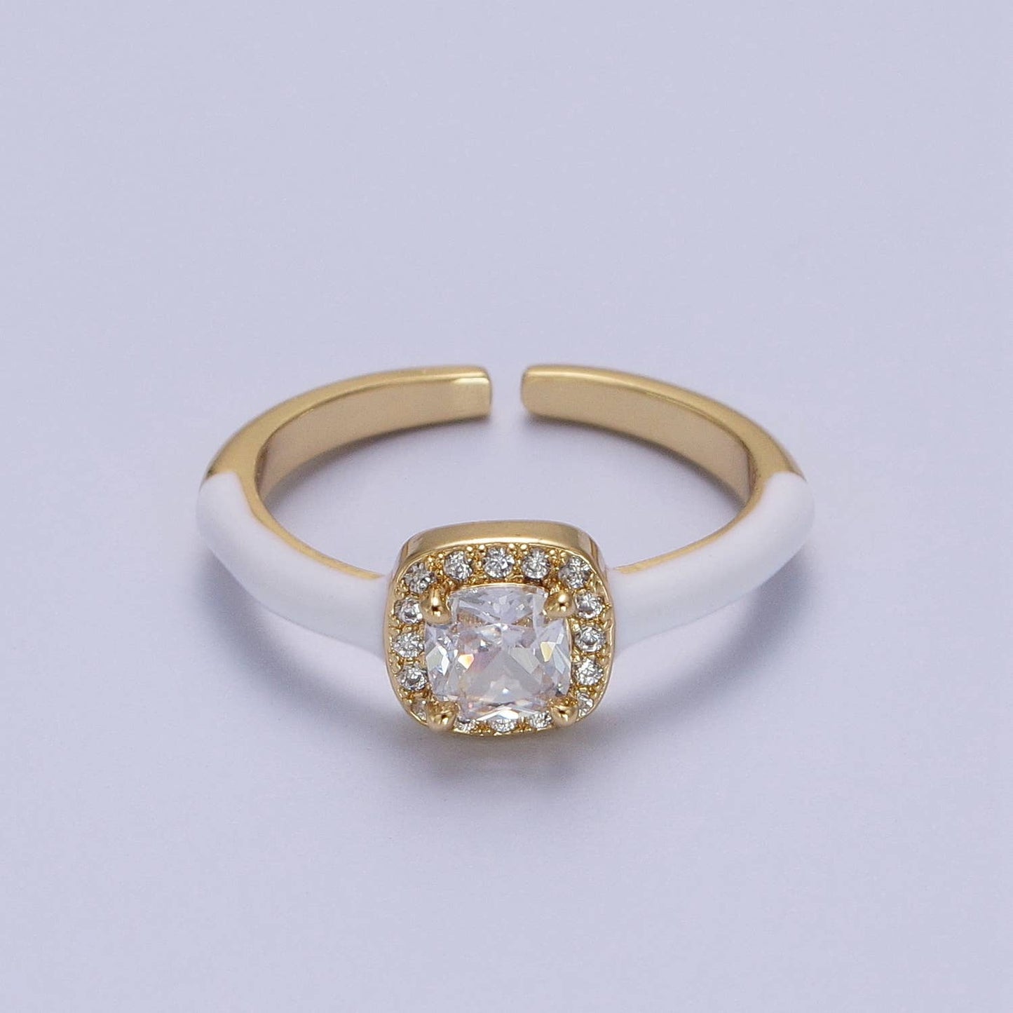 Gold Filled Square CZ Enamel Adjustable Ring Y340 ~Y342