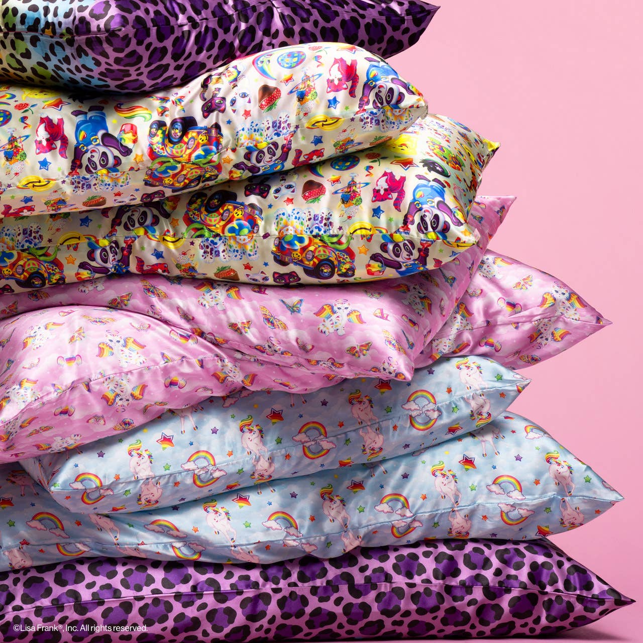 Lisa Frank x Kitsch Standard Satin Pillowcase - Rainbow Leopard