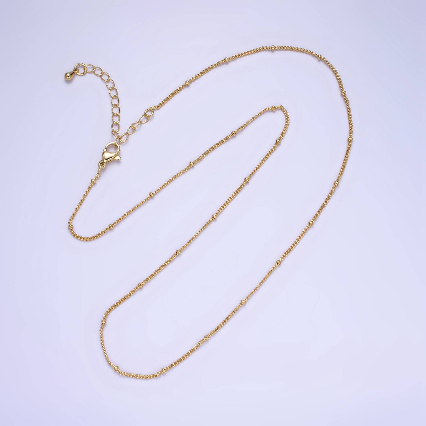 14K Gold Filled 1mm Curb Satellite Chain 18 Inch Necklace