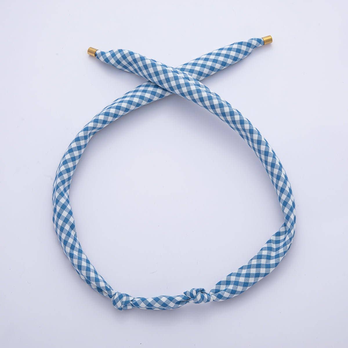 Stainless Steel Red, Black, Brown, Blue Knotted Mini Gingham Bandana Scarf Necklace | WA-1253 ~ WA-1375