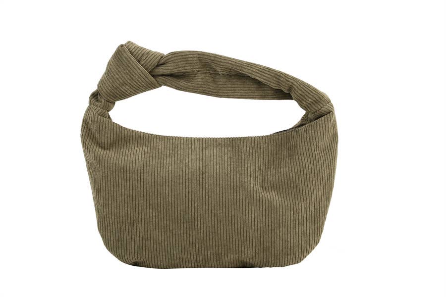 Corduroy Knot Top Handbag