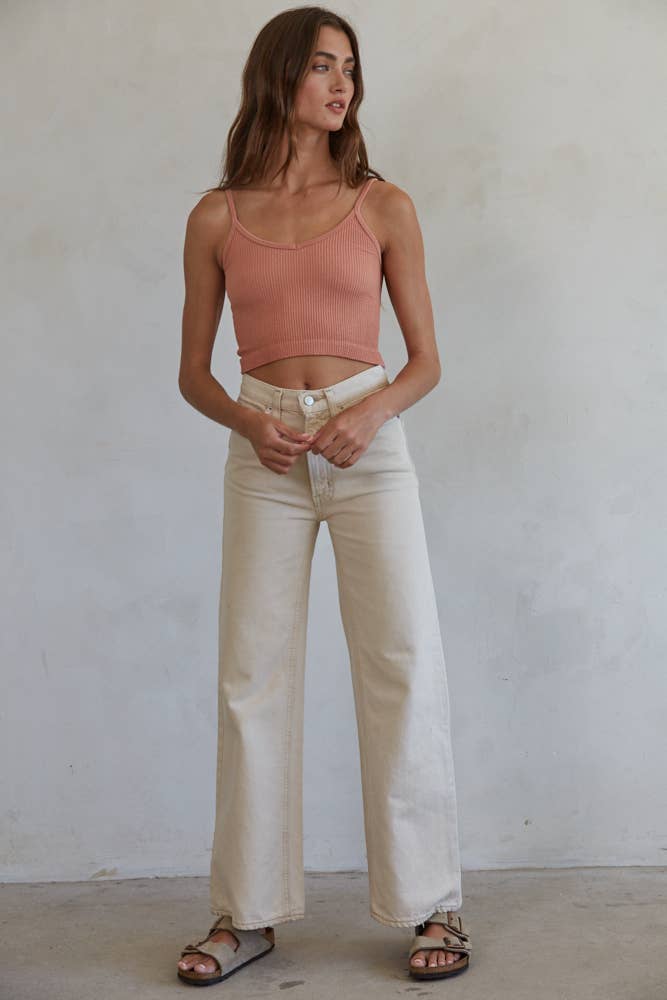 S1072 | Knit Ribbed Seamless UV Neck Brami