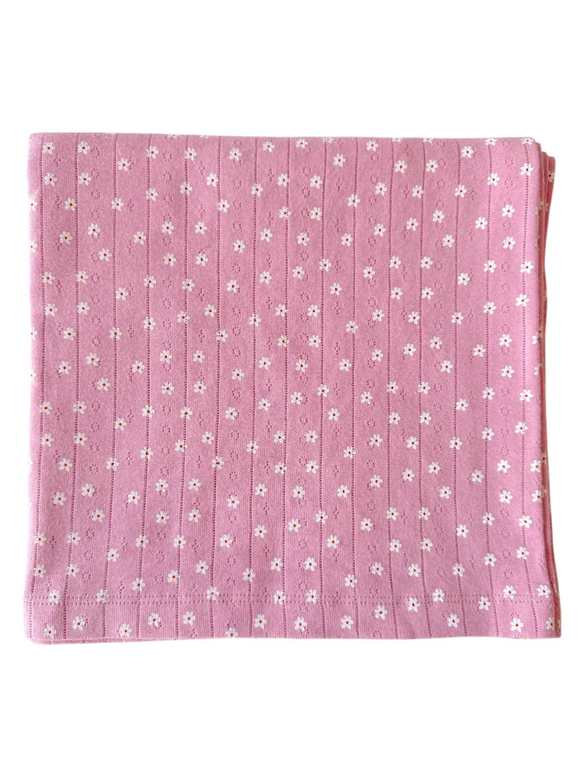 Pink Flower / Organic Pointelle Swaddle