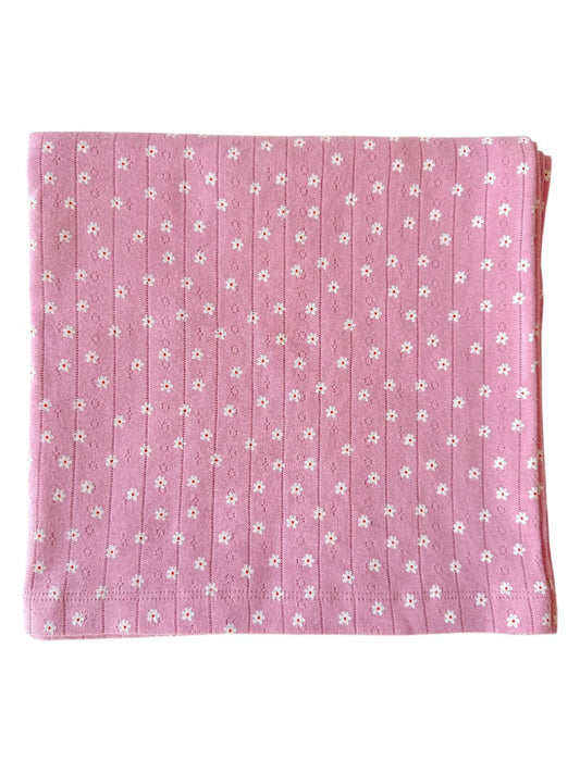 Pink Flower / Organic Pointelle Swaddle