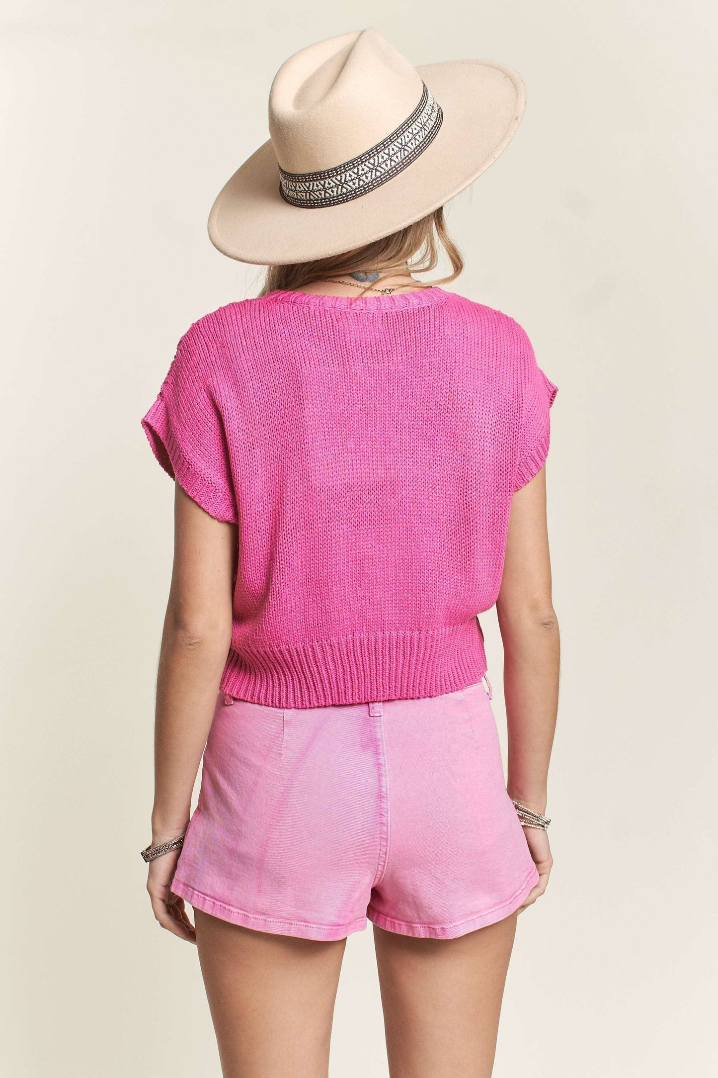 LESW3572-MULTI COLOR CROCHET TOP