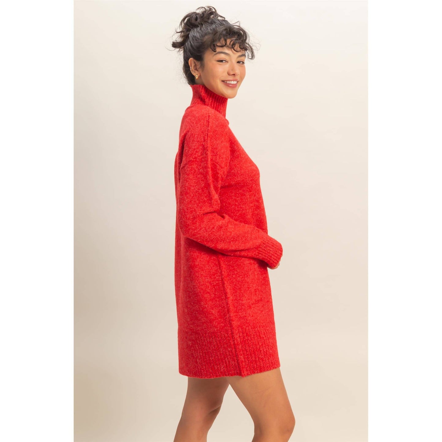 High Neck Sweater Mini Dress