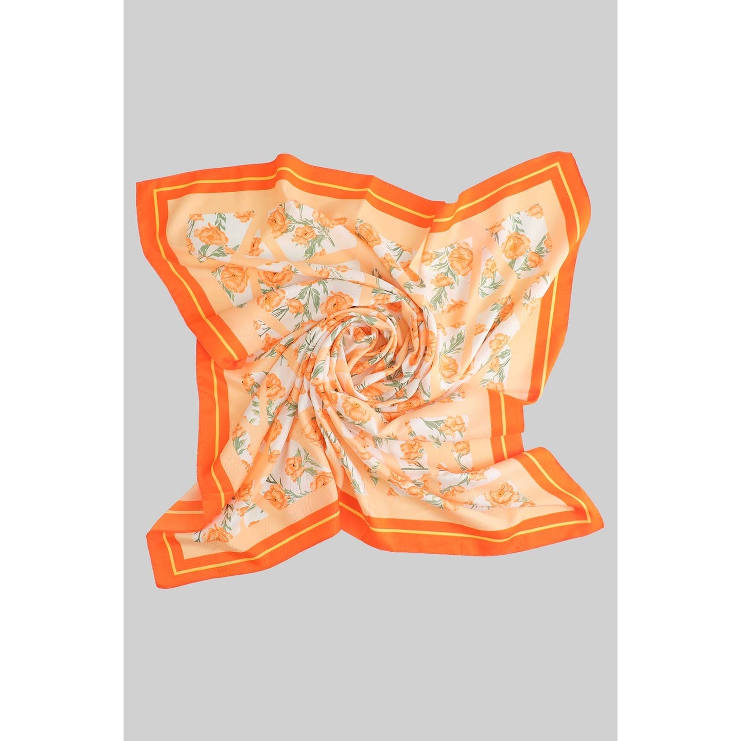 ROSE FLORAL PRINT SILKY SQUARE SCARF
