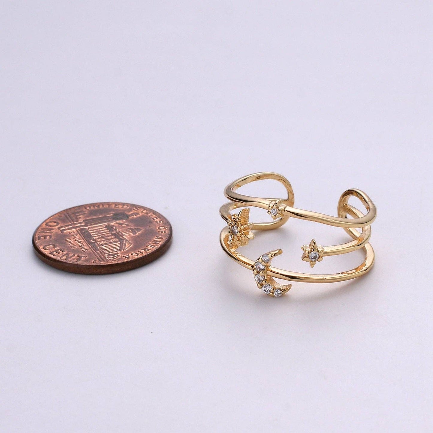 Moon Rings For Women Stars Celestial Gold Ring Celestial Ring Statement Ring Bridesmaid Gift Moon Star Galaxy Jewelry Gift for Her R057