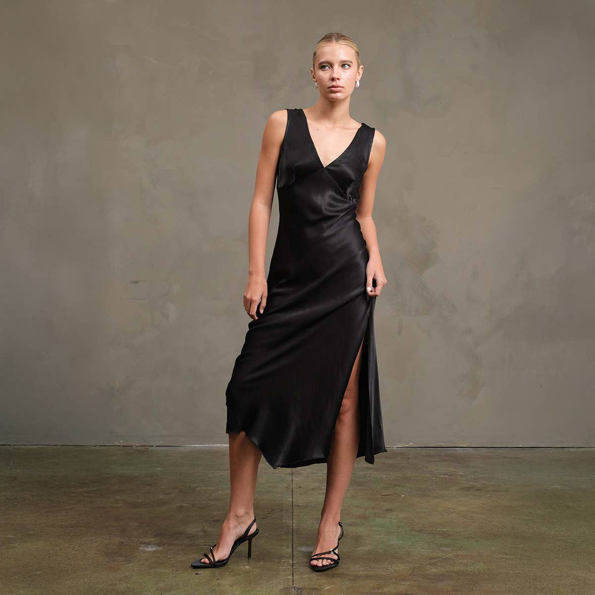 Side Slit Satin Dress - RD1010