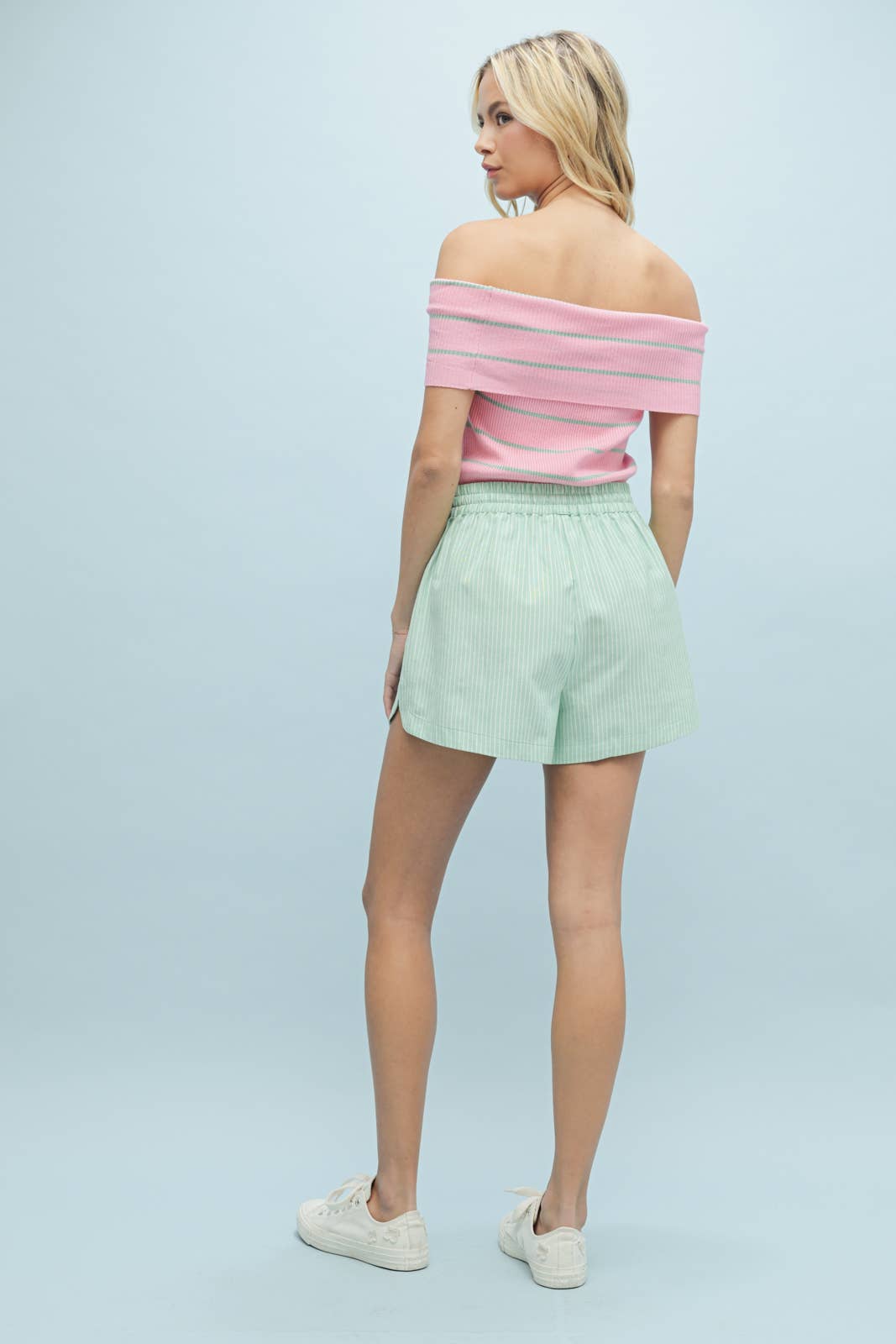STRIPED DOLPHIN HEM SHORTS / WL24-9815