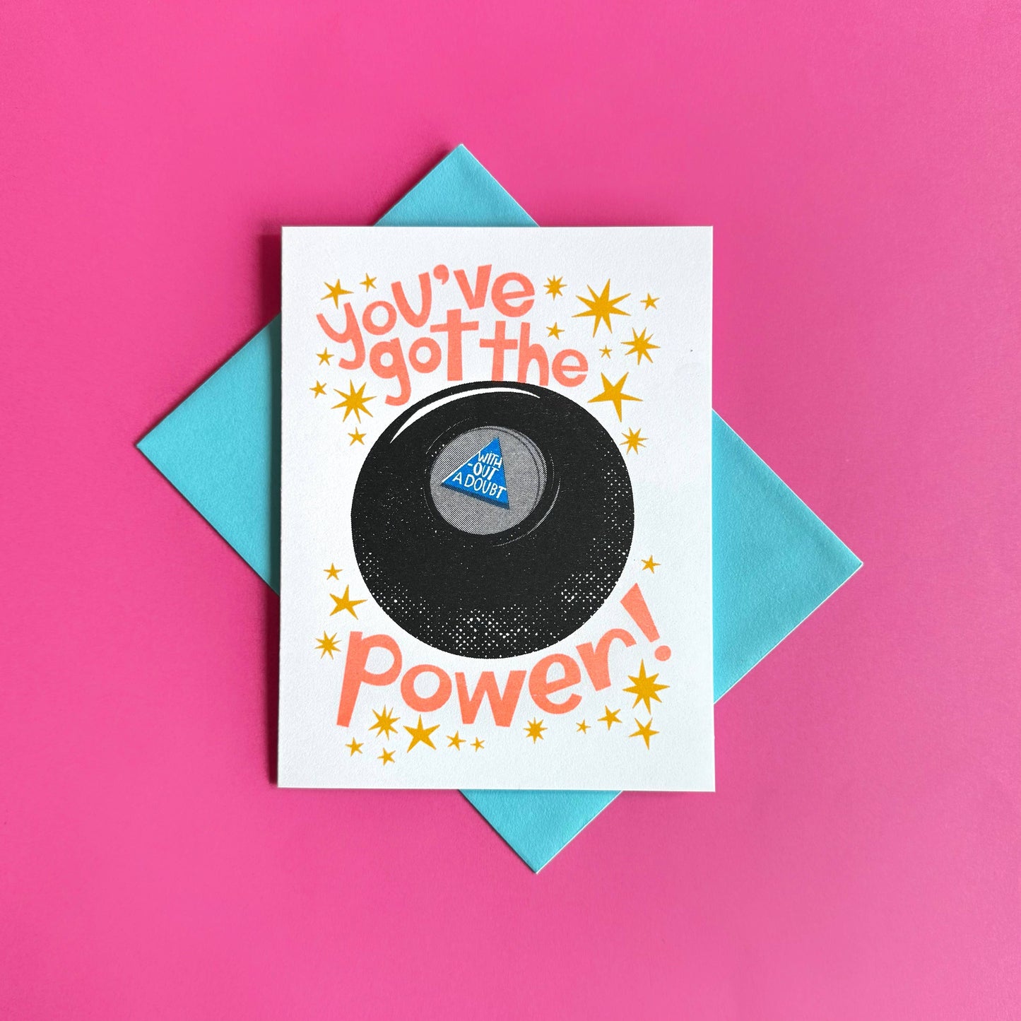 You've Got the Power 8-Ball Congrats Risograph Card