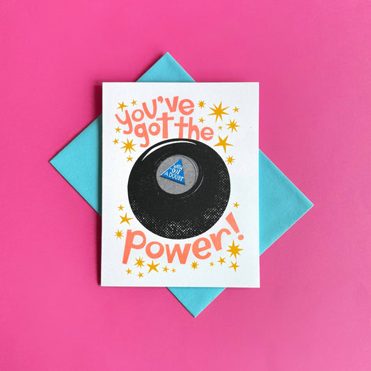 You've Got the Power 8-Ball Congrats Risograph Card