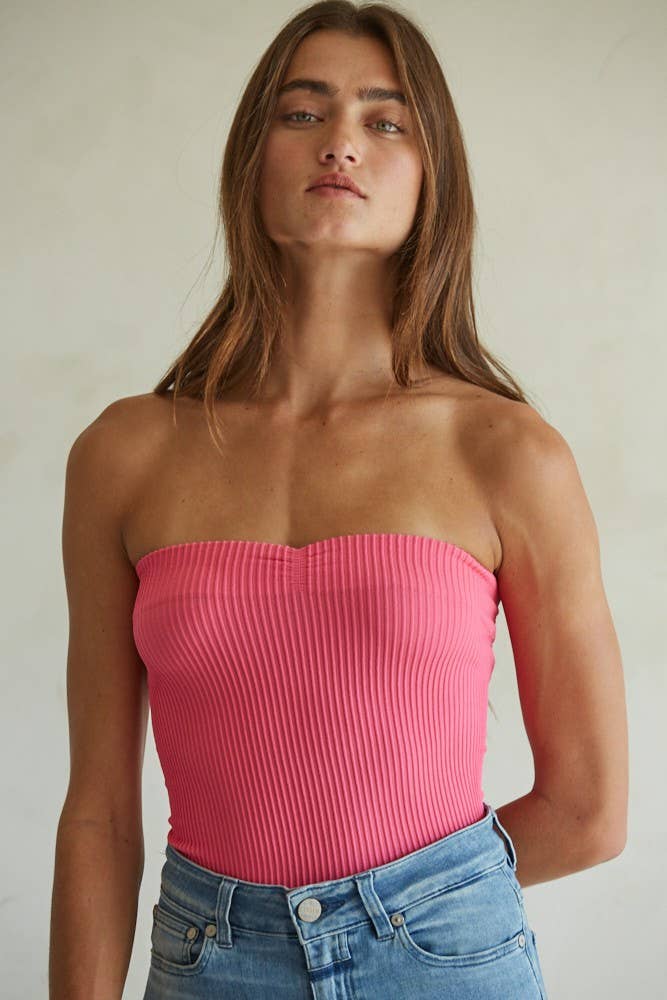 S1188N | Sweetheart Neckline Seamless Ribbed Tube Top