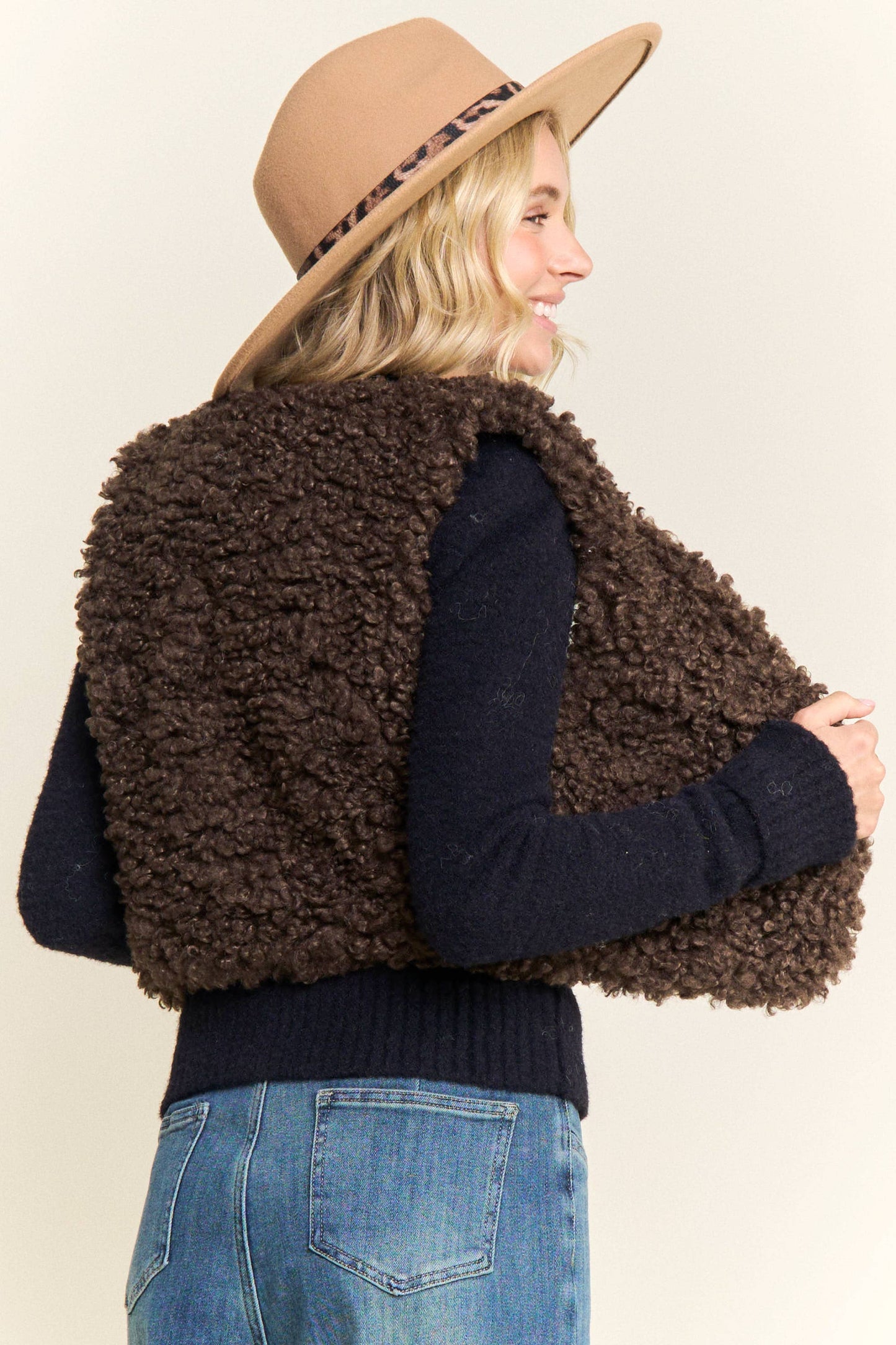 LEJ4199-FAUX FUR LUXE LONG VEST