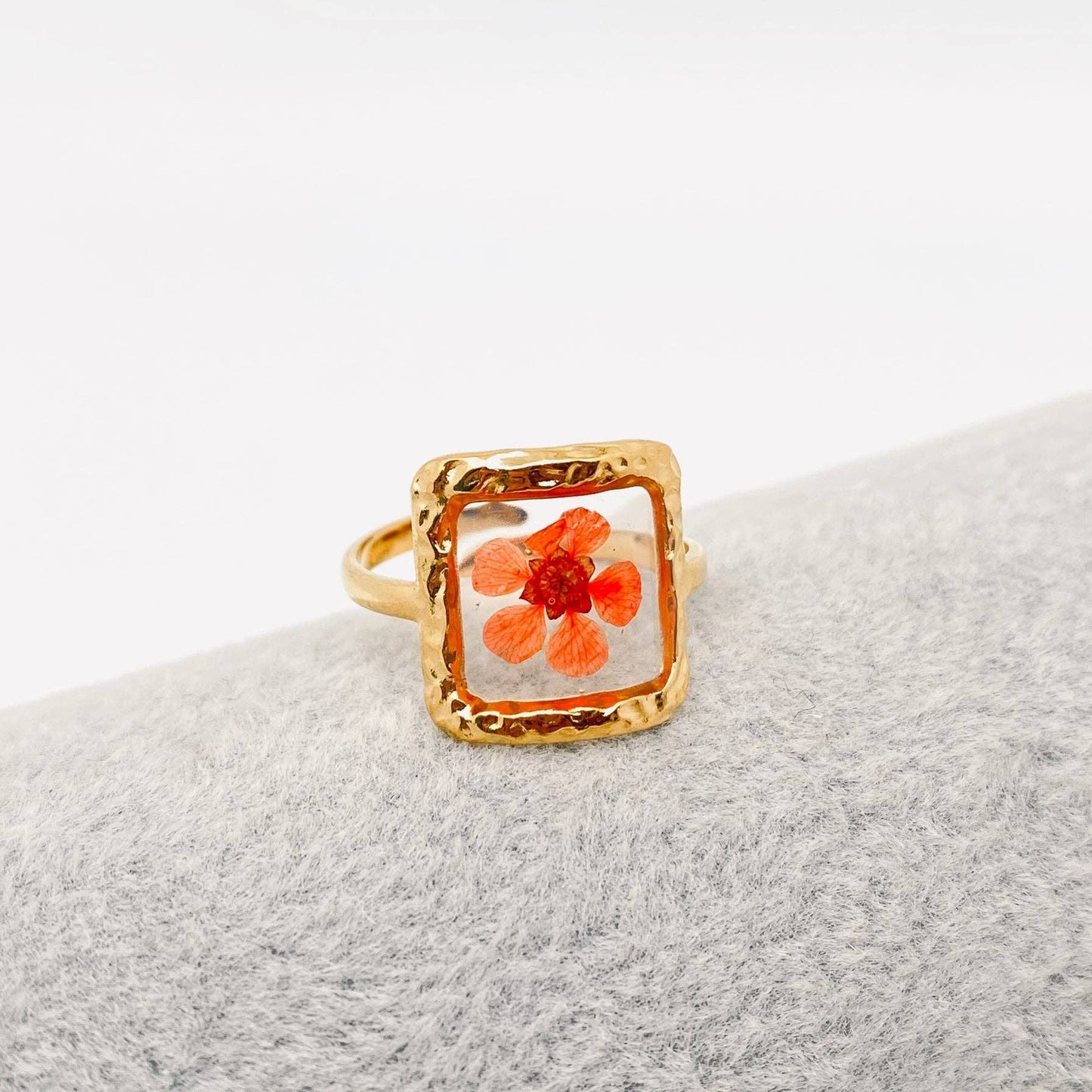 18K Gold Plated Stainless Steel Floral Ring - FGS/PDF