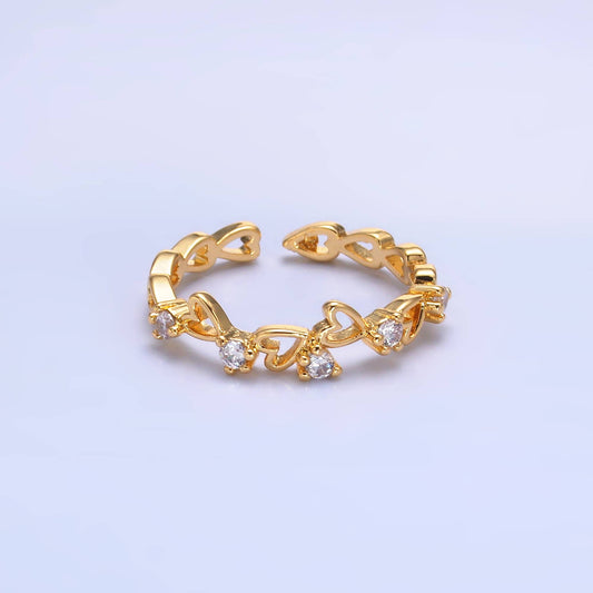 Dainty Open Heart Ring in Gold with Micro Pave Cz Stone