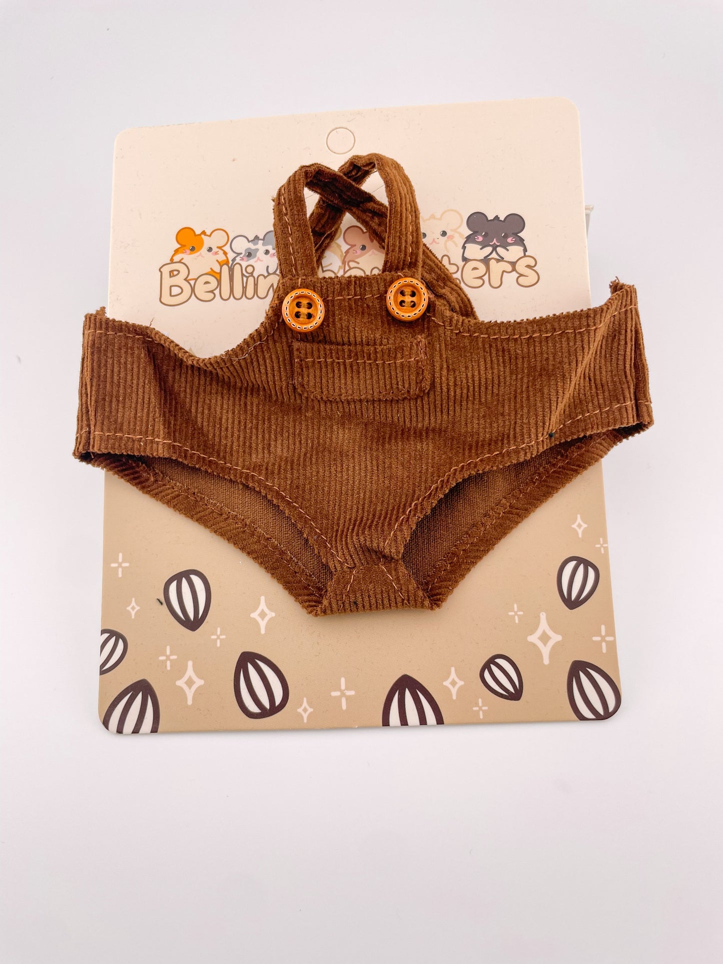 Brown Corduroy Overalls - Plushie Accessories