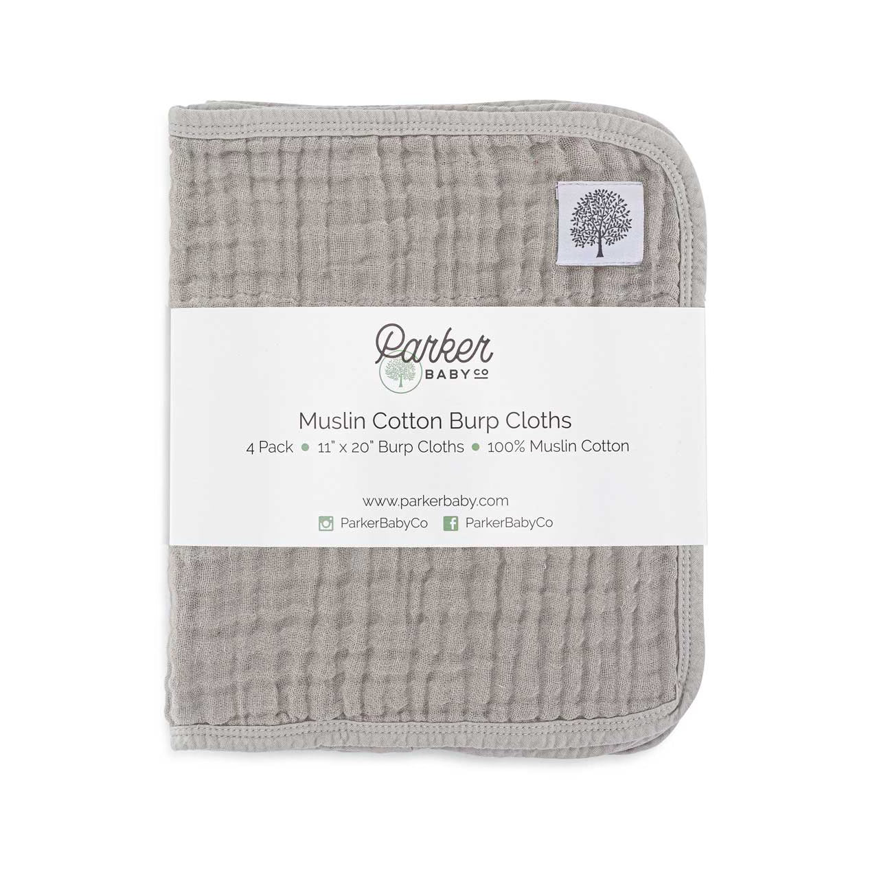 Grey Set - Muslin Burp Cloths (4 Pack)