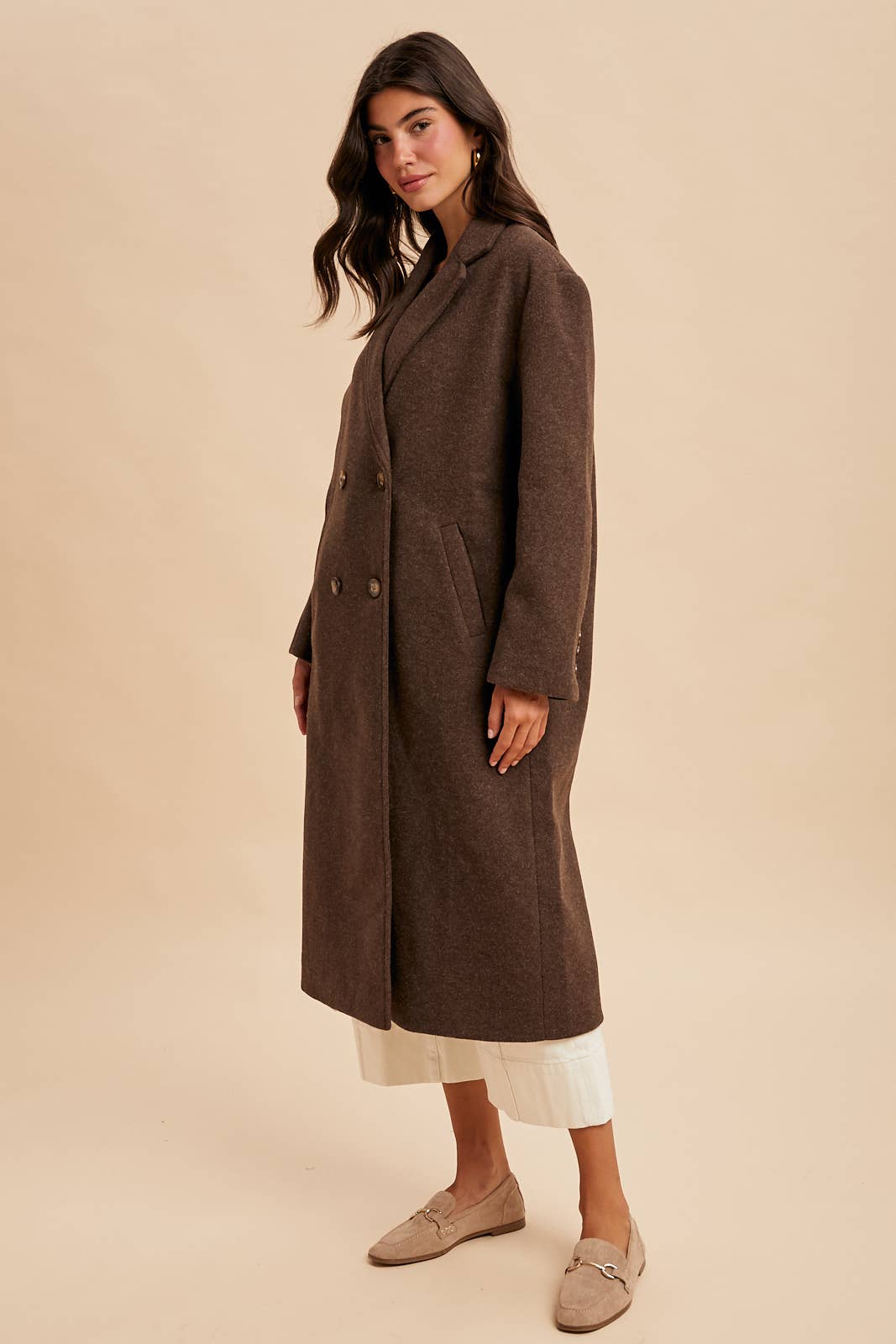 FELTED DOUBLE BREASTED LAPEL DUSTER COAT