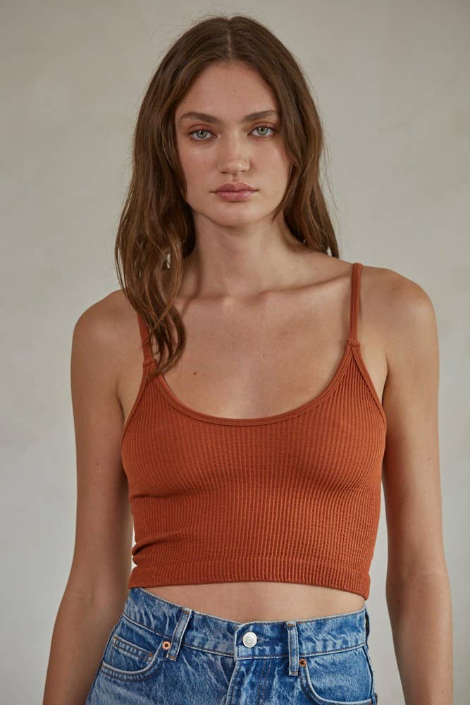 S1072 | Knit Ribbed Seamless UV Neck Brami