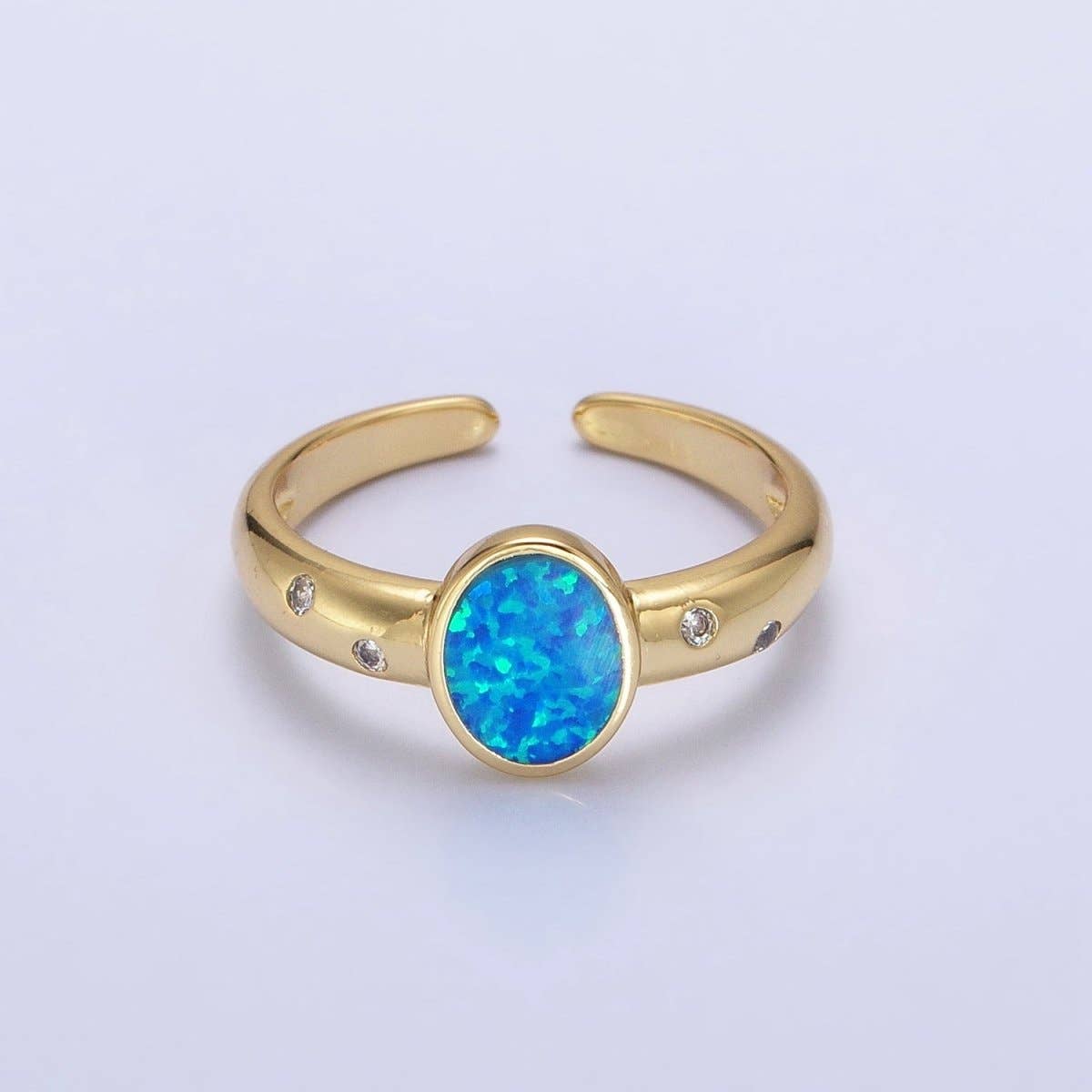 Dainty Gold Fill Fire Opal Ring Oval Ring Open Adjustable Ring O-1785~O-1788