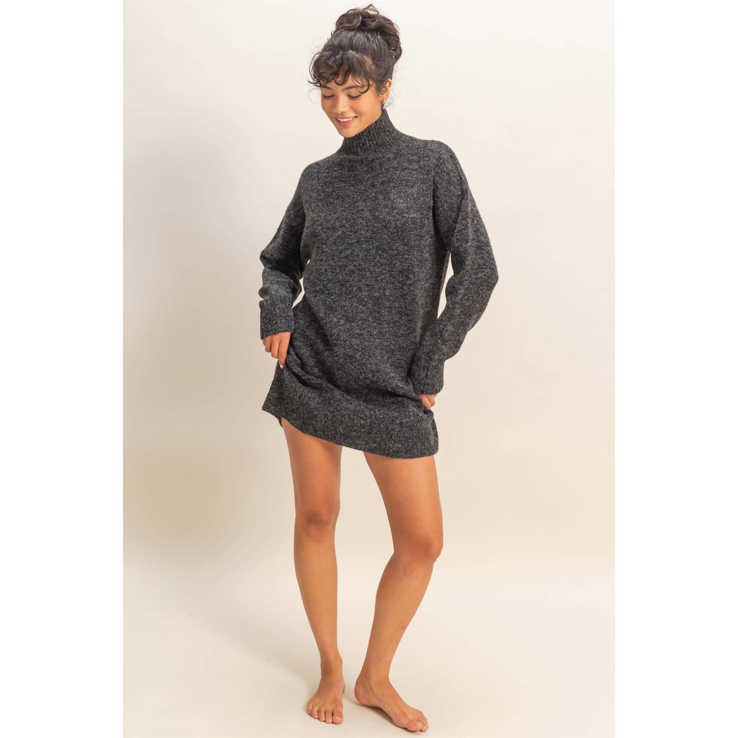 High Neck Sweater Mini Dress