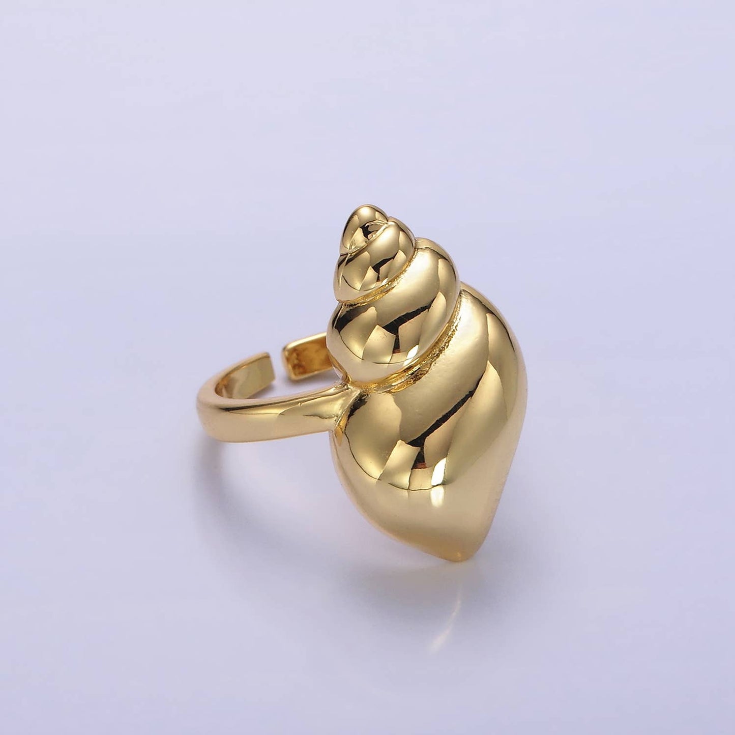 The Sebastian Gold Trumpet Clam Shell Beach Adjustable Ring