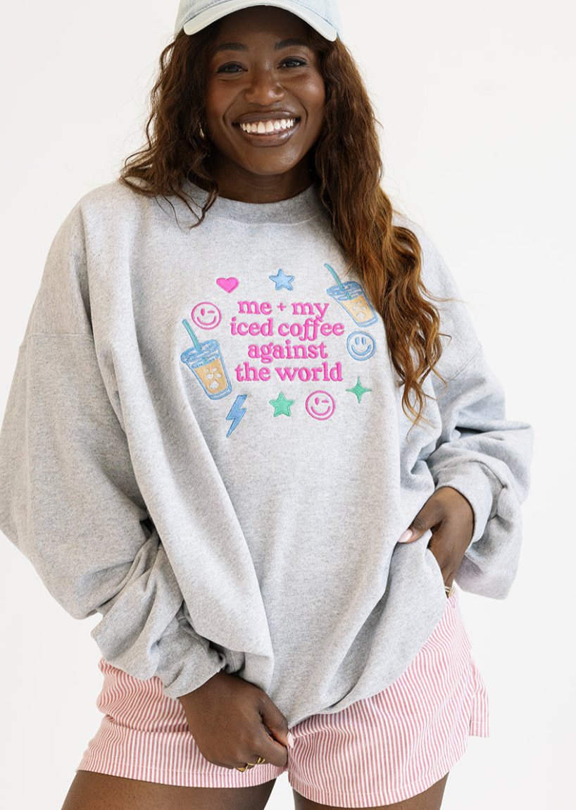 Me And My Iced Coffee Embroidered Sweatshirt
