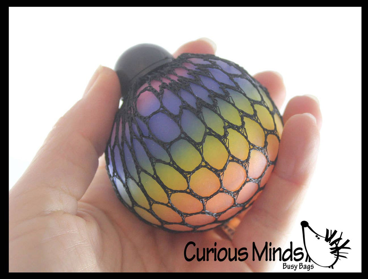Rainbow Mesh Doh Filled Squeeze Balls
