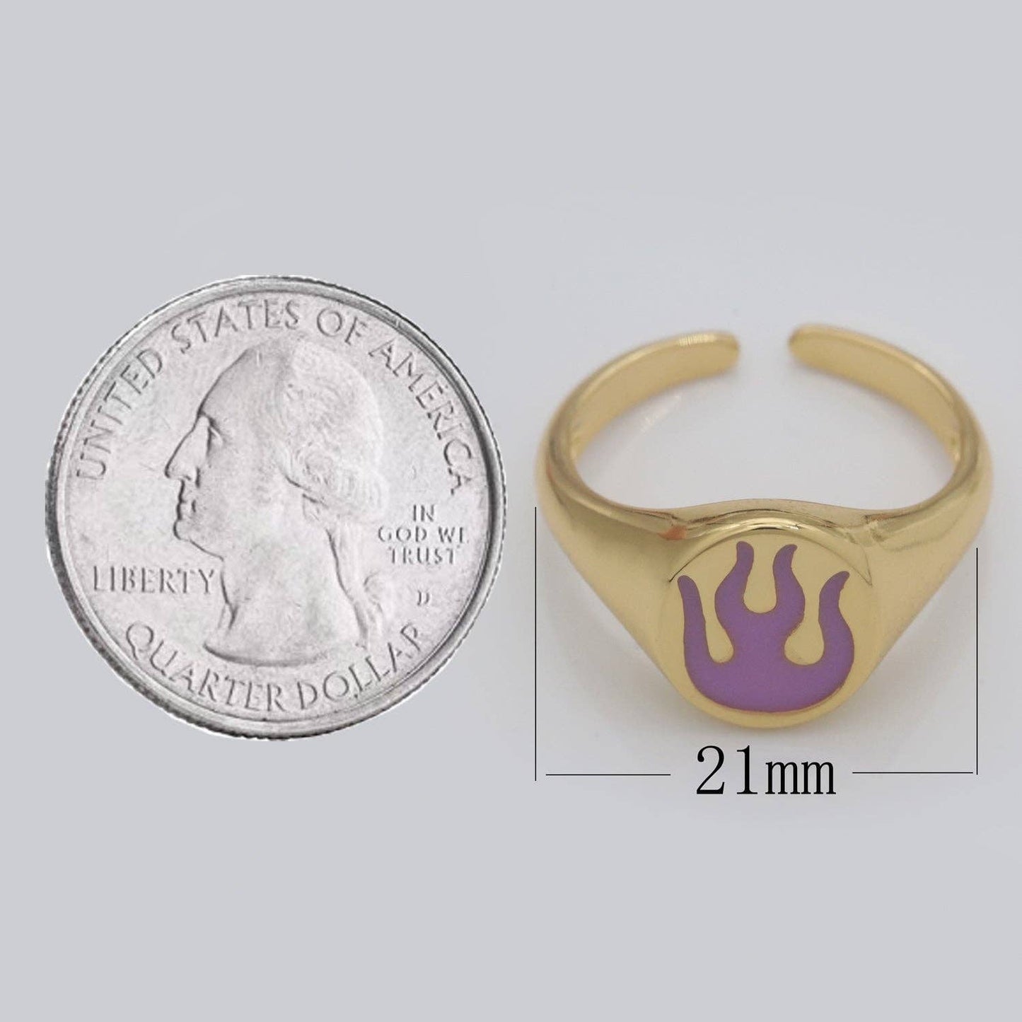 Gold Fire Signet Ring Flame Open Ring Adjustable Statement Ring