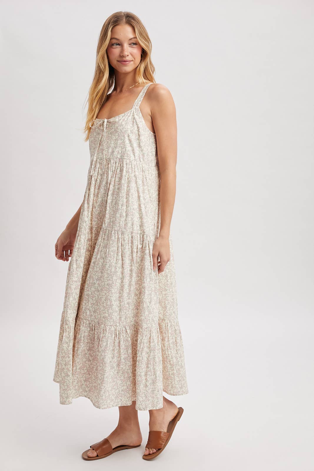 FLORAL TIERED MIDI DRESS / WL25-12191