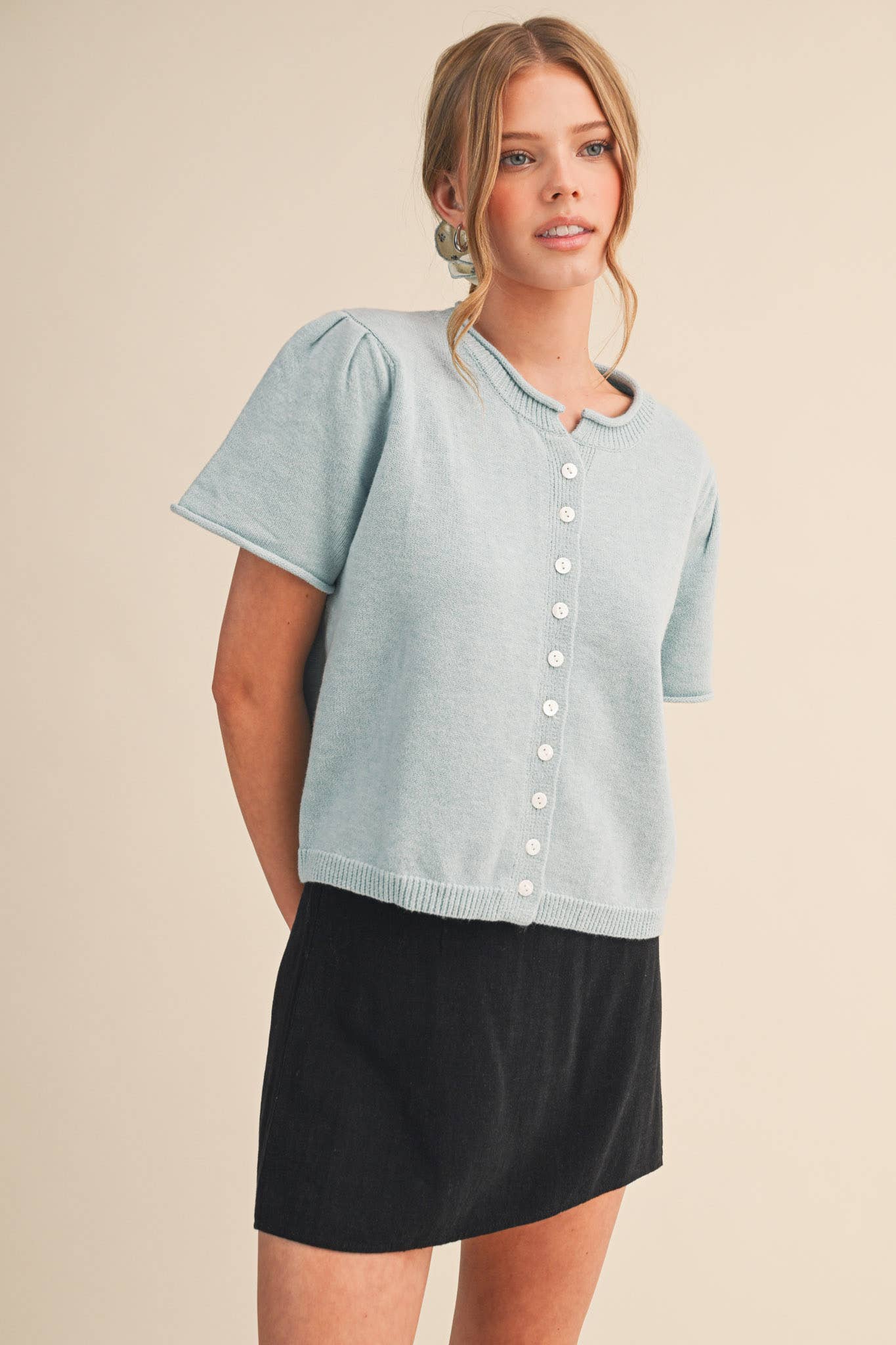 SHORT SLEEVE SWEATER CARDIGAN MSW11297