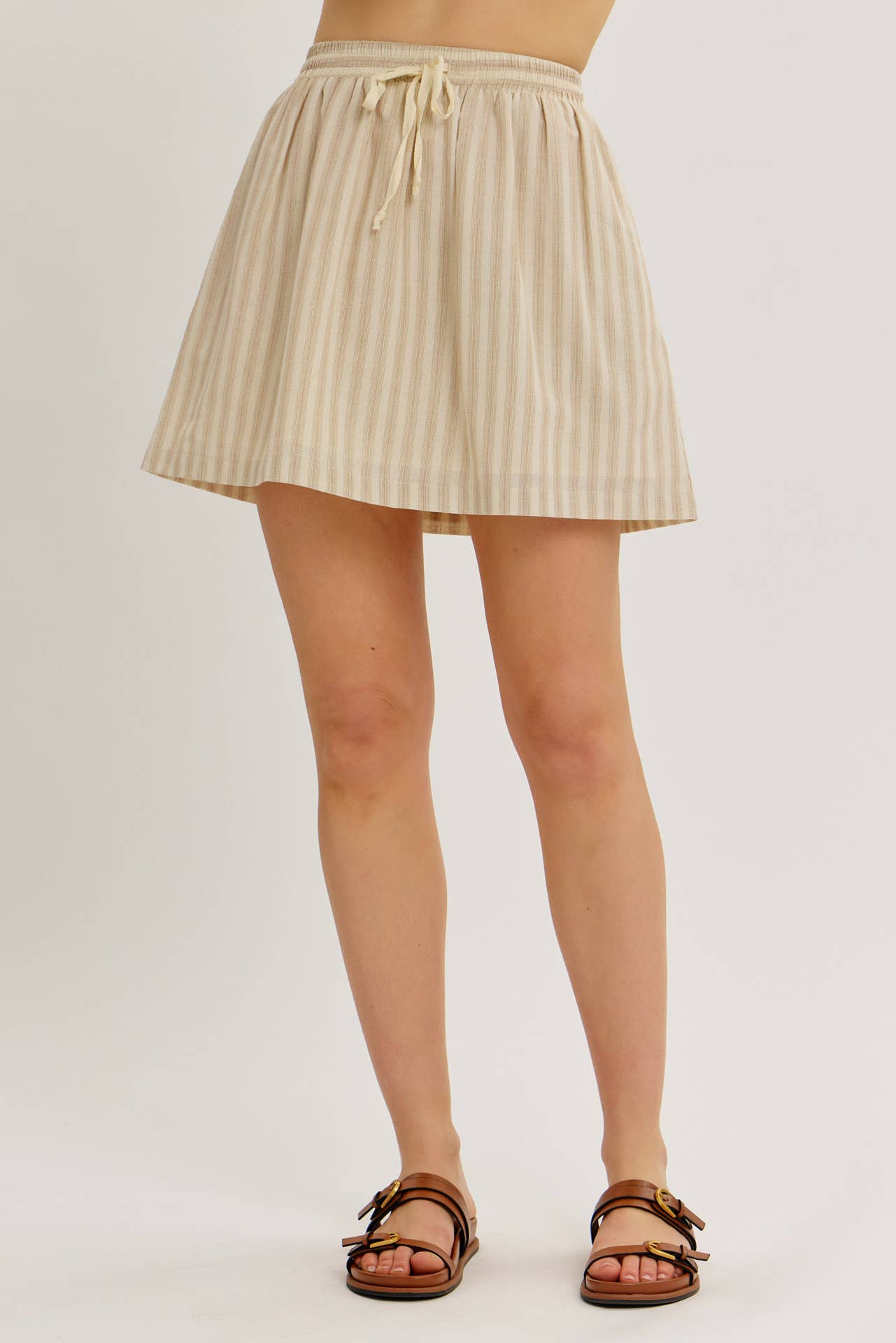 STRIPE MINI SKIRT WITH ELASTIC BAND AND POCKETS