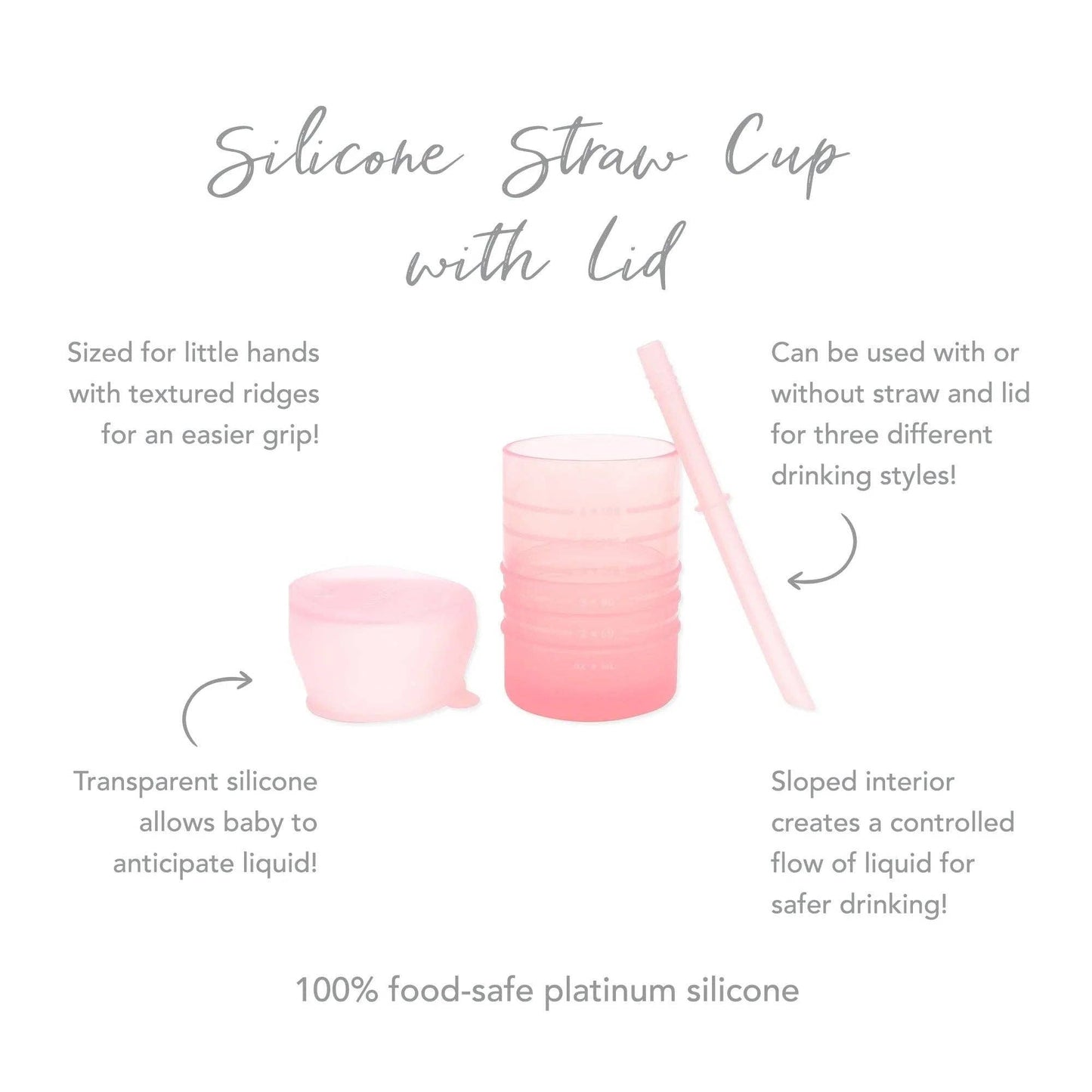 Silicone Straw Cup with Lid: Pink