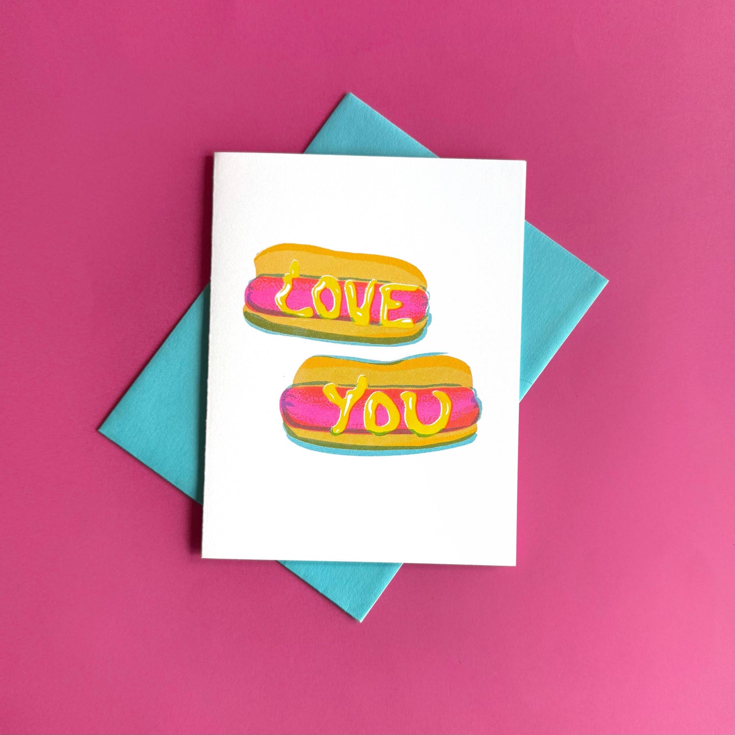 Hot Dog Love Risograph Love Card