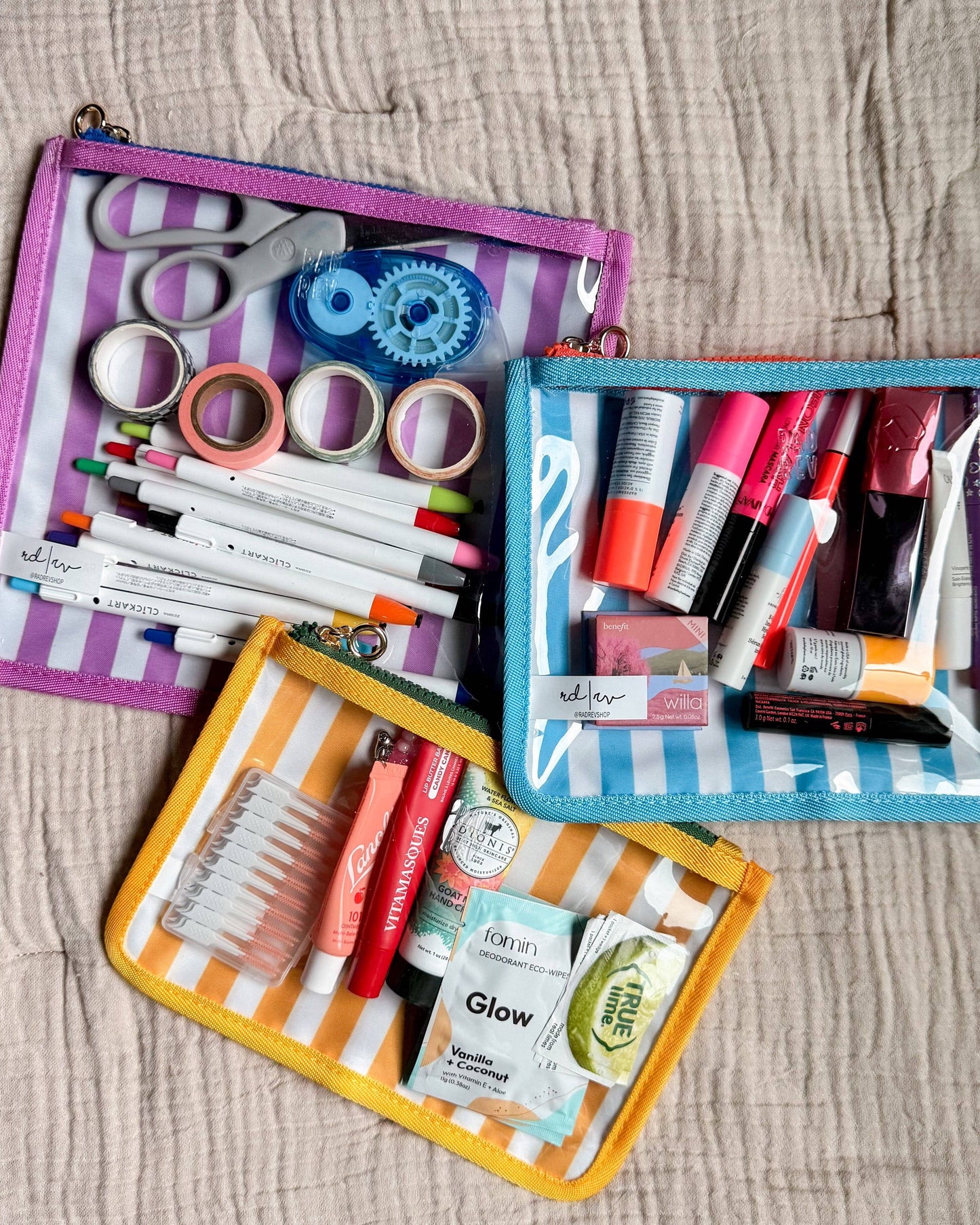 Clear Stripe Flattie Pouch Set