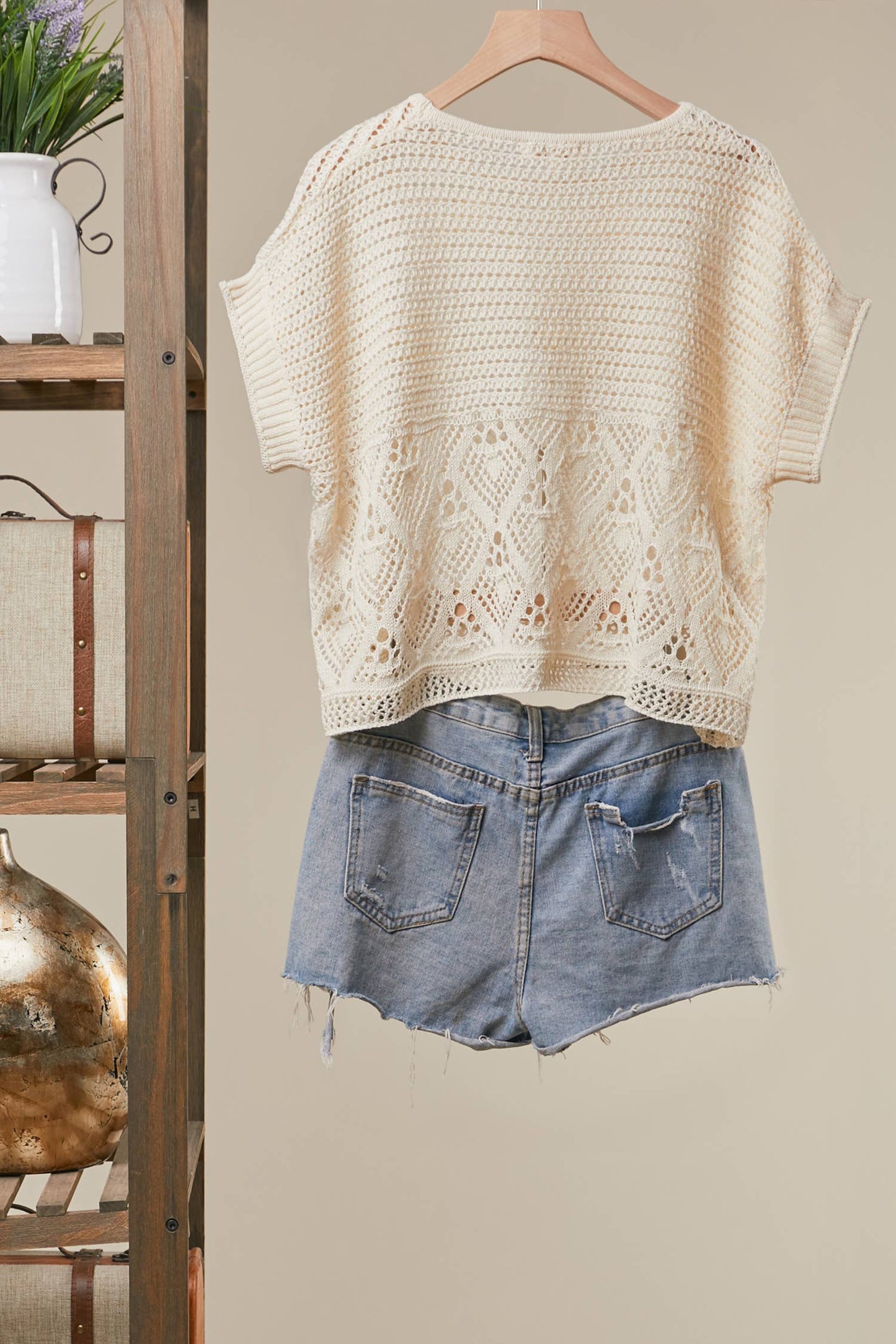 Floral Detail Crochet Boho Top