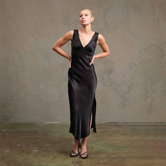 Side Slit Satin Dress - RD1010