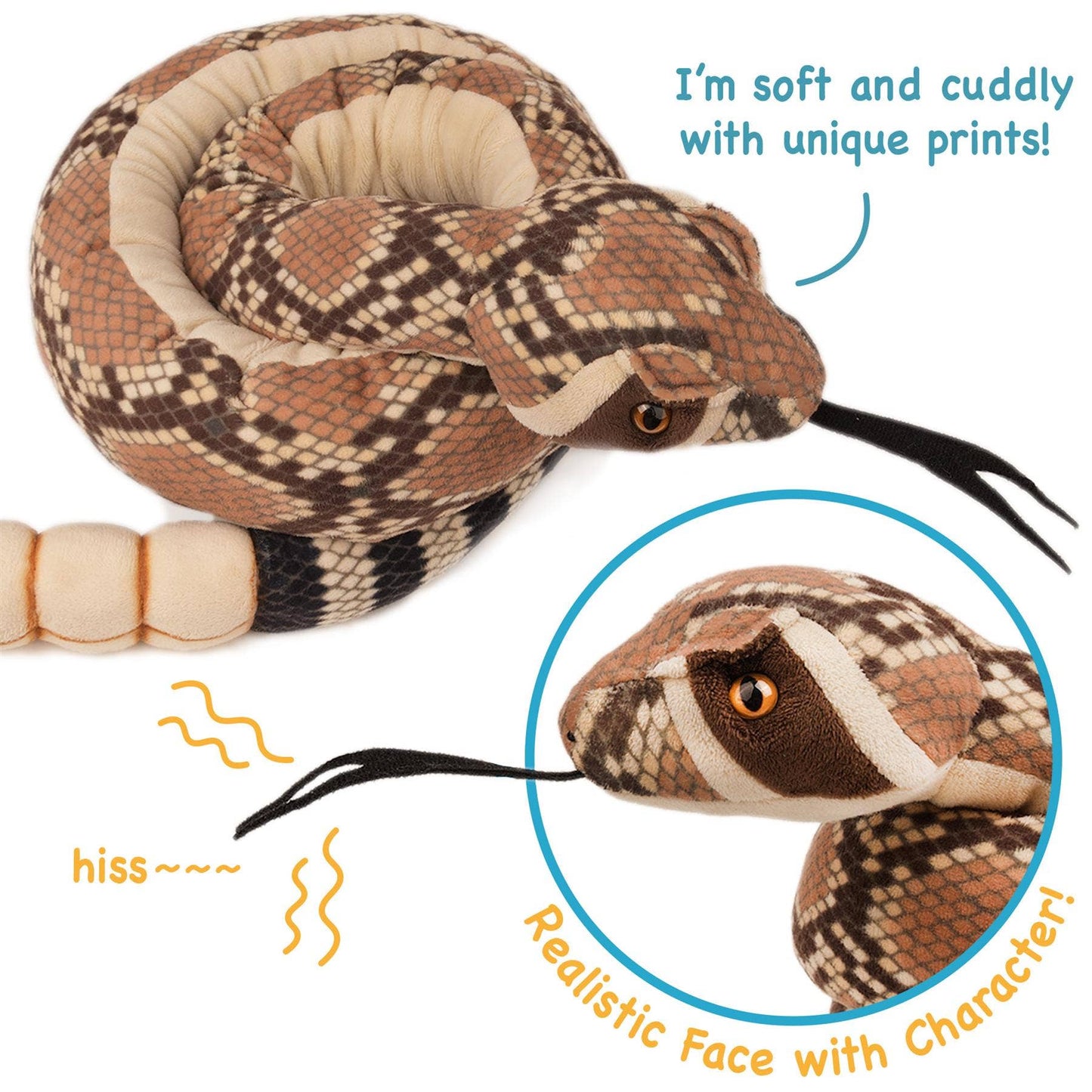 Rambo The Rattlesnake - 55 Inch Stuffed Animal Plush - by TigerHart Toys