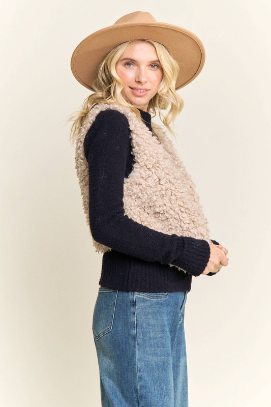 LEJ4199-FAUX FUR LUXE LONG VEST