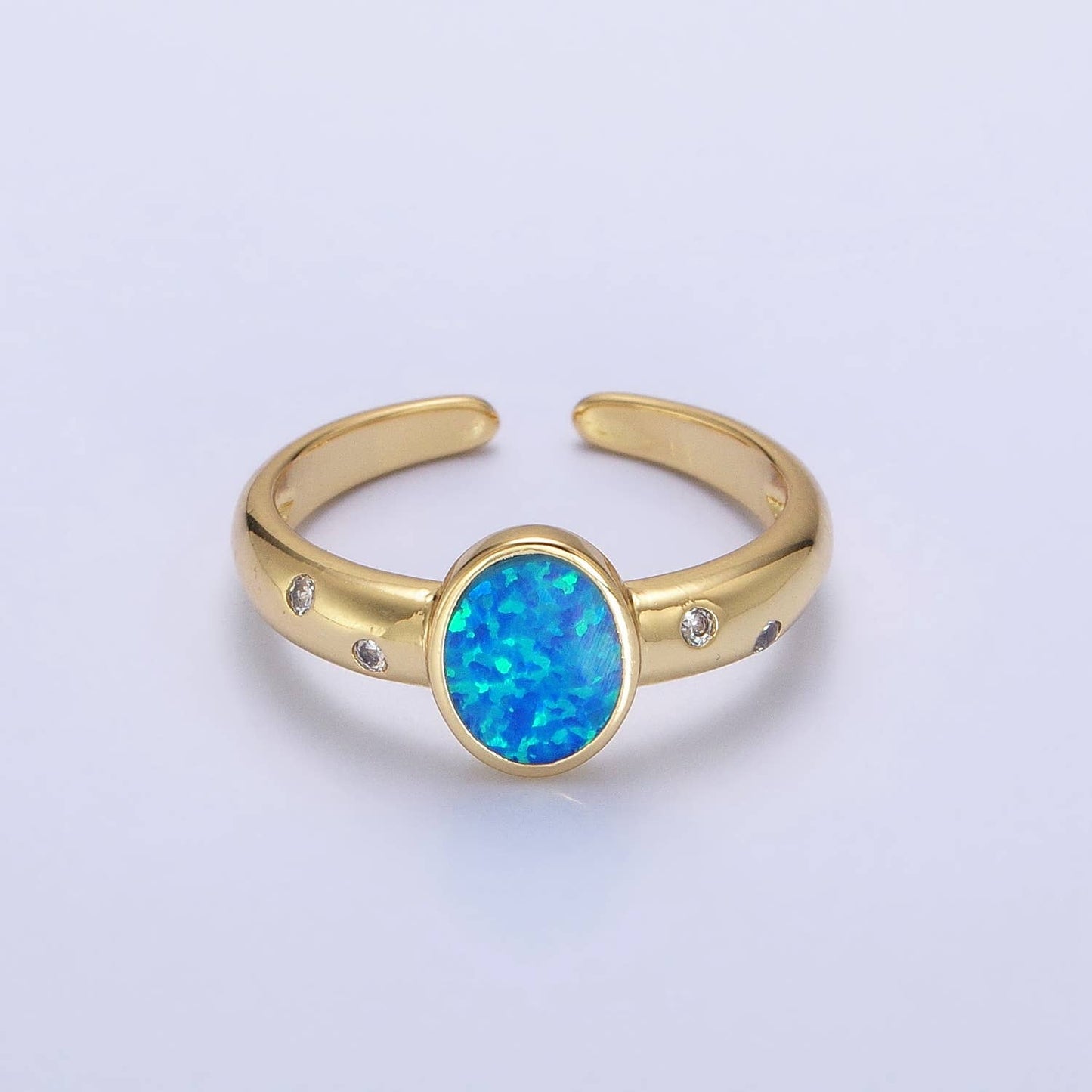 Dainty Gold Fill Fire Opal Ring Oval Ring Open Adjustable Ring O-1785~O-1788