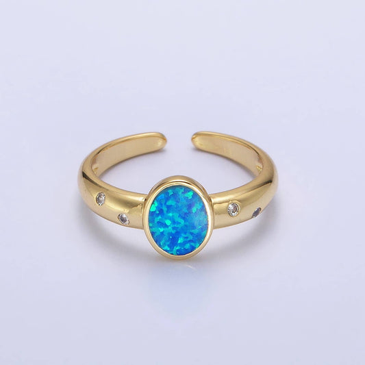 Dainty Gold Fill Fire Opal Ring Oval Ring Open Adjustable Ring O-1785~O-1788