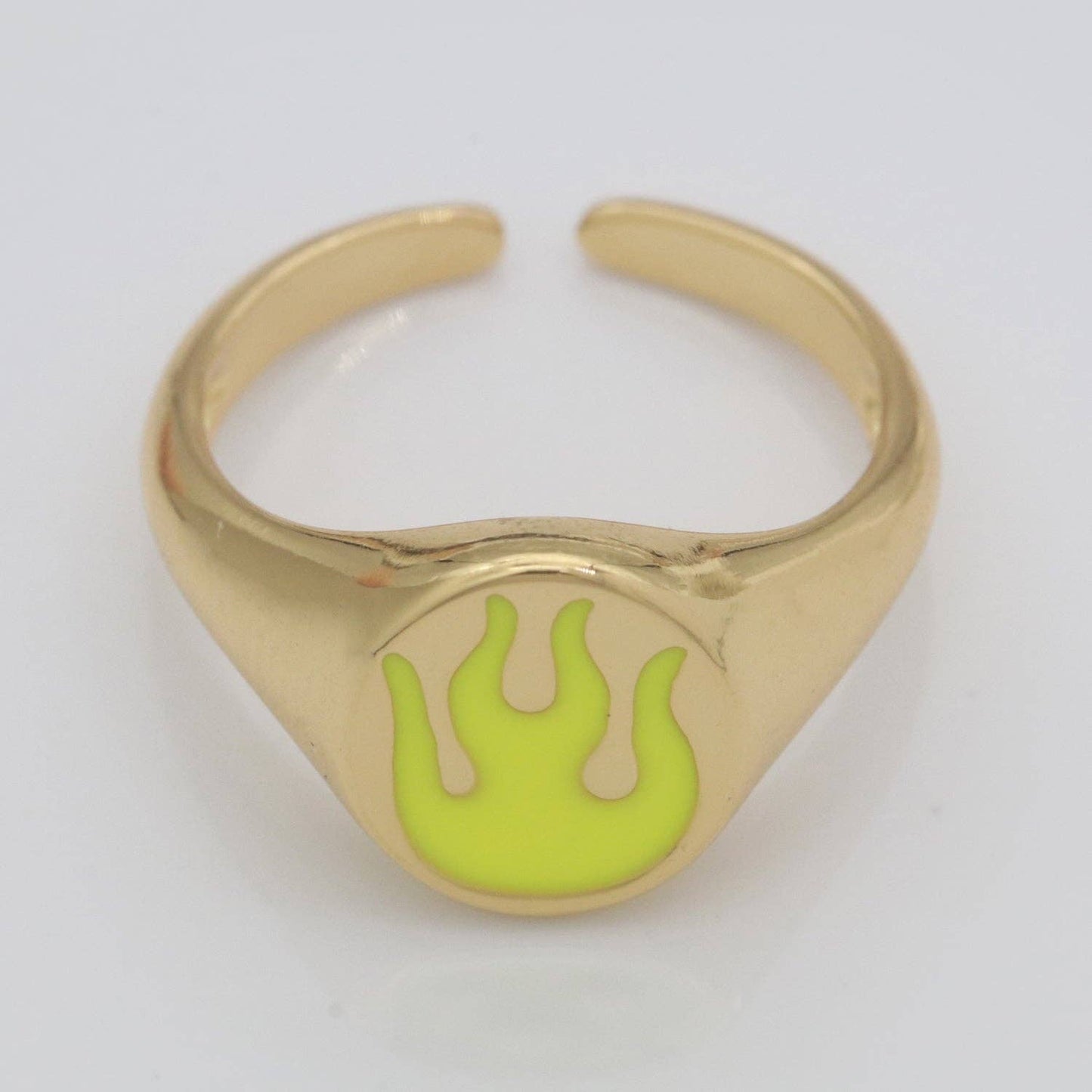 Gold Fire Signet Ring Flame Open Ring Adjustable Statement Ring