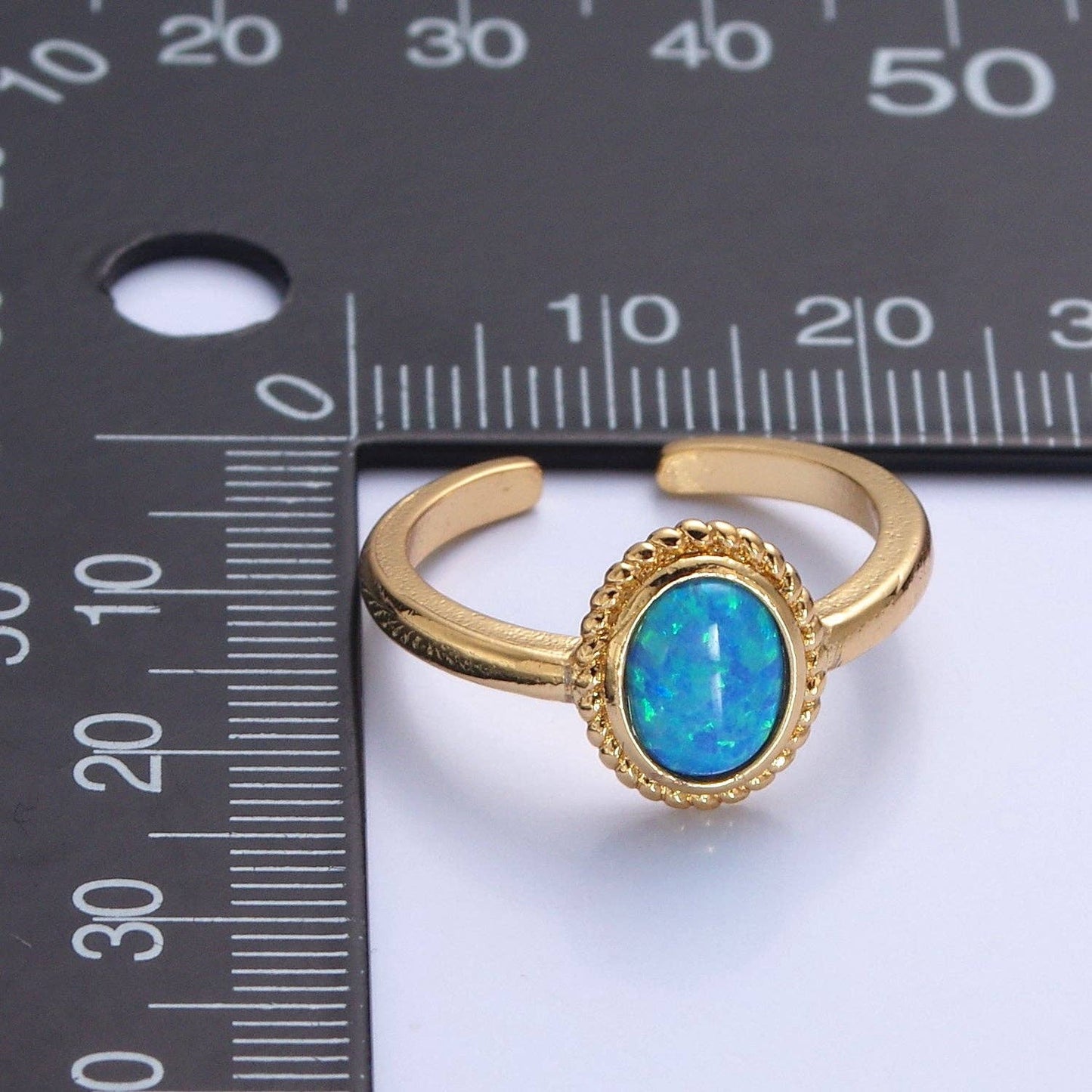 Ocean Blue Opal Gold Vintage Style Ring V-462 V-463