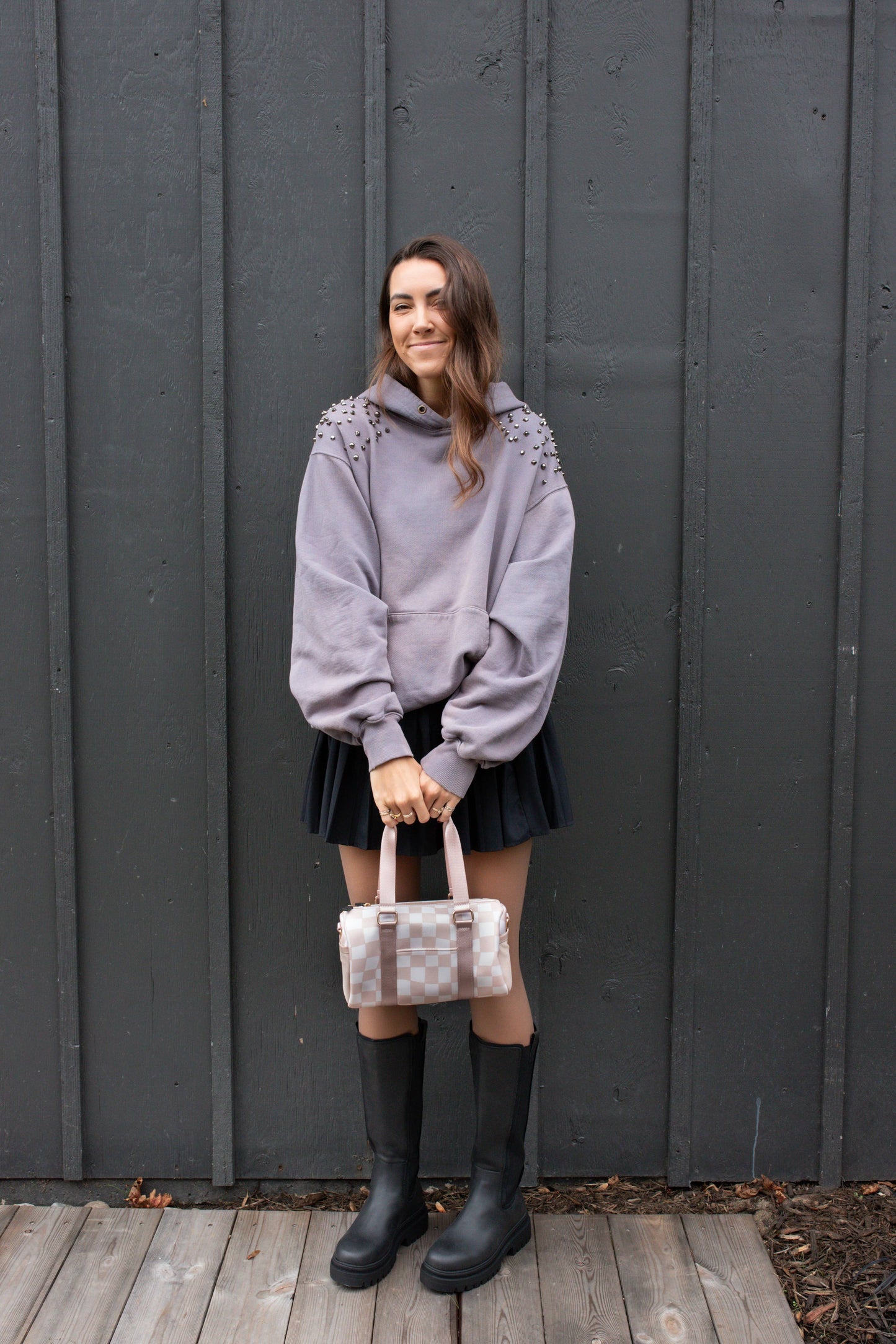 Barrel Bag in Ballet Checkered