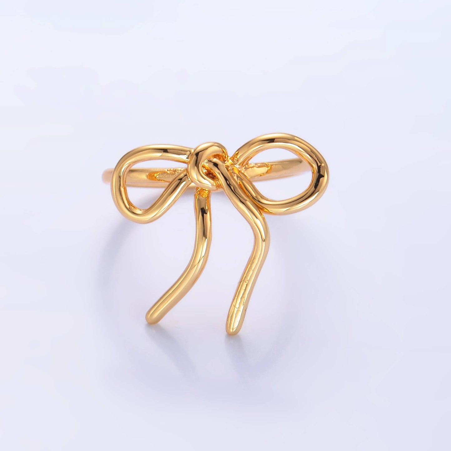 24K Gold Filled Minimalist Adjustable Ribbon Bow Ring