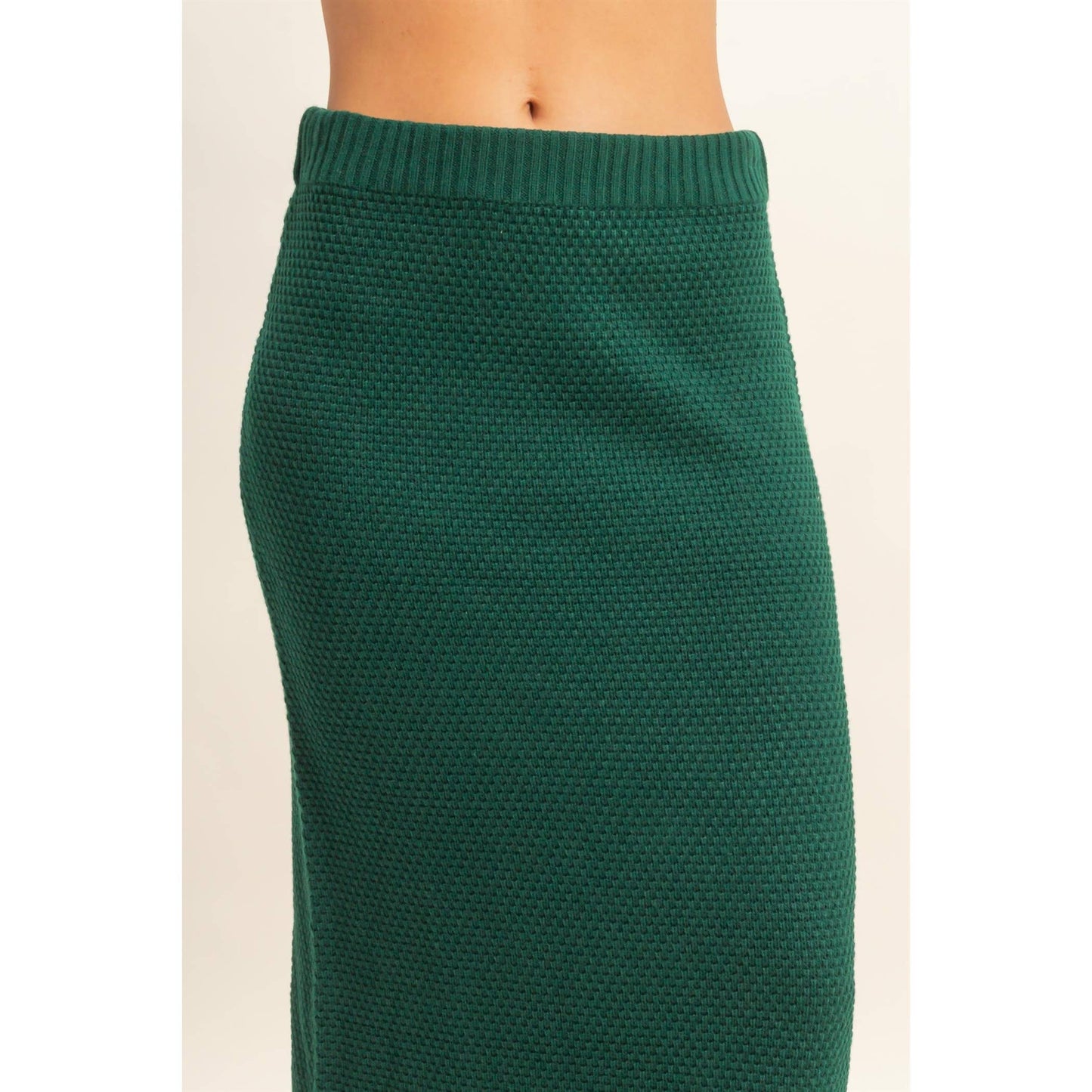 Textured High Neck Sweater & Skirt Set