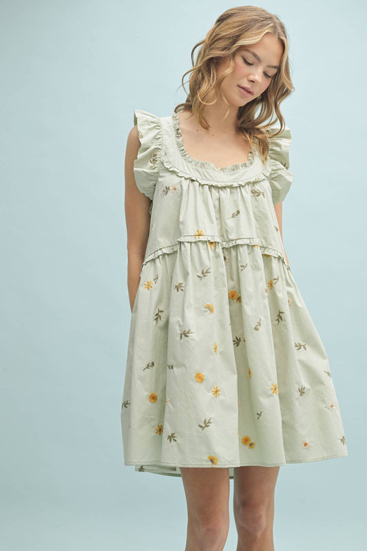FLORAL RUFFLE MINI DRESS / WL25-10523