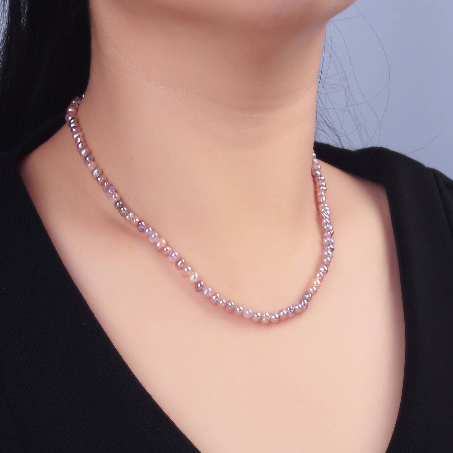 Mini Seed Purple Pink freshwater Pearl Necklace Layering