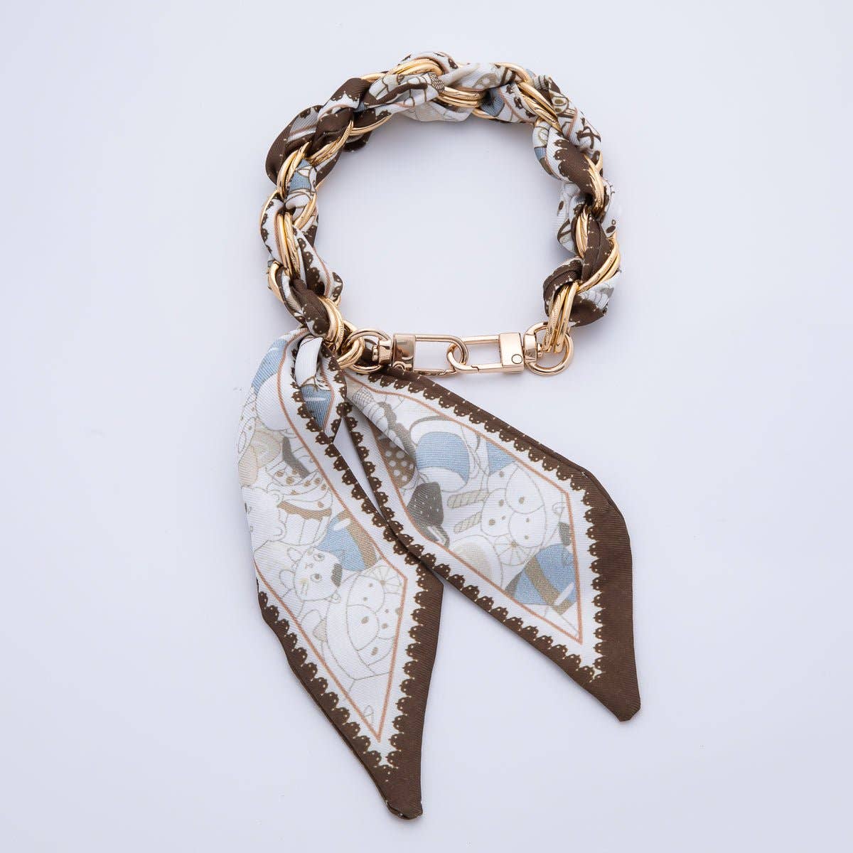 18K Gold Filled Silk Textile Knot Bag Charm Bracelet Keychain Accessories | WB-00156 - WB-00169